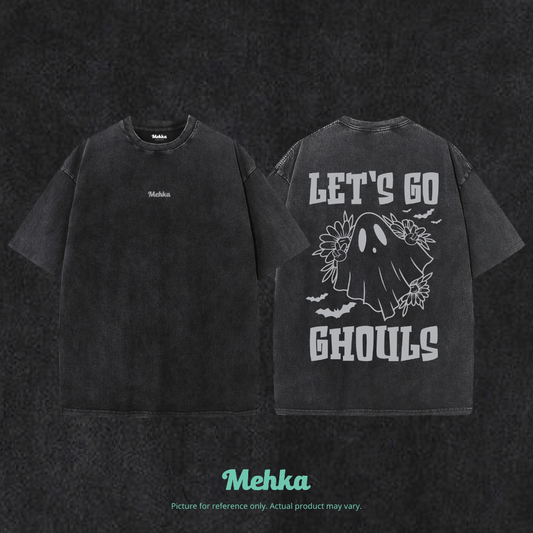 「Let’s Go Ghouls」Oversized Printed Tee [短袖]－灰色圖案反光款