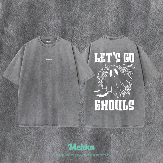 「Let’s Go Ghouls」Oversized Printed Tee [短袖]－白色圖案反光款