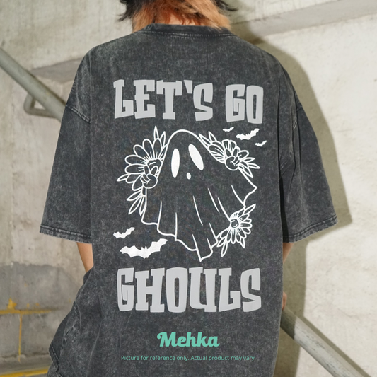 「Let’s Go Ghouls」Oversized Washed Heavyweight Printed Tee [短袖]